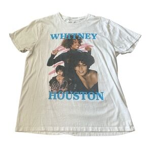 Whitney Houston legendary icon singer men’s large white band tee national anthem